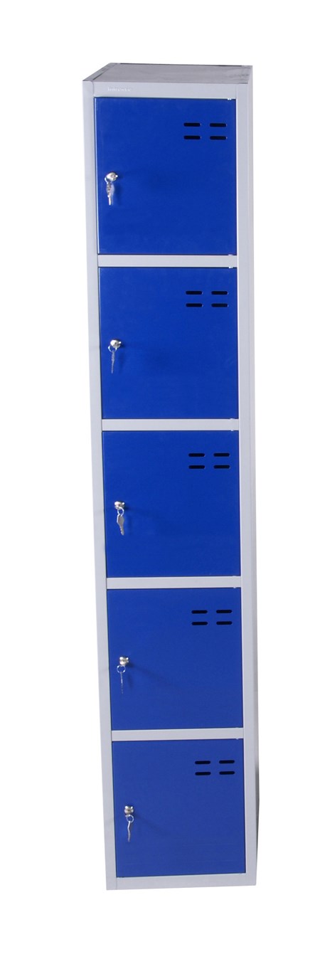 Garderobeskap, 5-delt, blå/grå, 350 mm