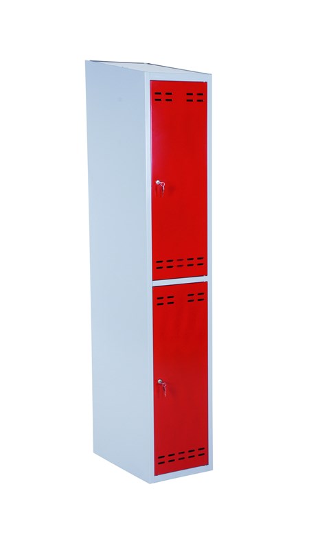 Garderobeskap, 2-delt, rød/grå, 350 mm