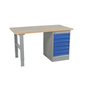 Arbeidsbord m/skuffseksjon, 6 skuffer, 2000 mm, Eik