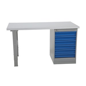 Arbeidsbord m/skuffseksjon, 6 skuffer, 2000 mm, Stål